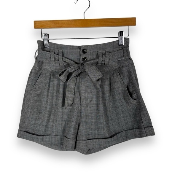 4 for $20 SALE! AEO Tie Waist Cuffed Mom Shorts, Houndstooth Plaid, Size 2 - Picture 1 of 10